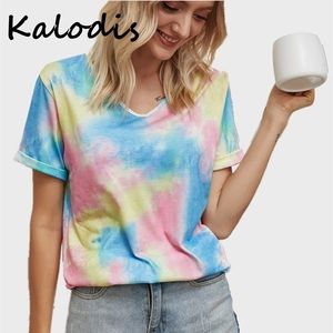 Women Gradient Color Shirt Tie Dye Print T shirt